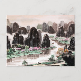 Cartão Postal Pintura em Aquarela Chinesa, Canção de Viajante