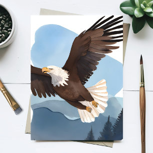 Cartão Postal Pintura em Aquarela da Águia Americana