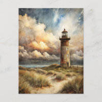Pintura em Aquarela da Costa do Farol à Beira-Mar