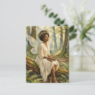 Cartão Postal Pintura em aquarela da floresta da mulher negra fa