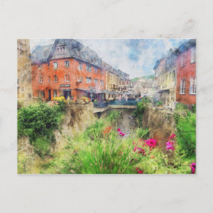 Cartão Postal Pintura em aquarela da paisagem urbana de Bad Muen