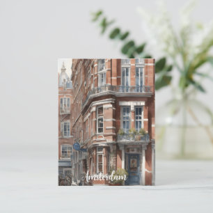 Cartão Postal pintura em aquarela de Amsterdã