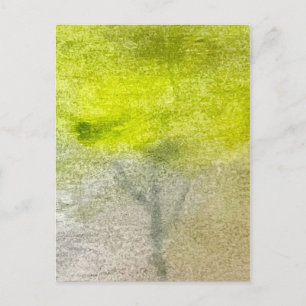 Cartão Postal Pintura em Aquarela de Árvore da Floresta Nebulosa