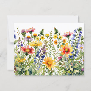 Cartão Postal Pintura em aquarela de flores silvestres bonitas e