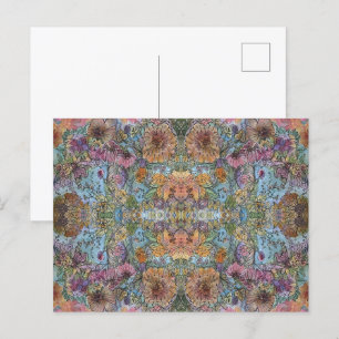 Cartão Postal Pintura em Aquarela de Jardim de Flores ao Estilo 