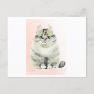 Cartão Postal Pintura em aquarela de um gato fofo
