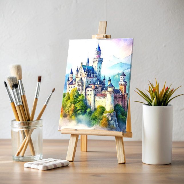 Cartão Postal Pintura em Aquarela do Castelo Neuschwanstein (Criador carregado)