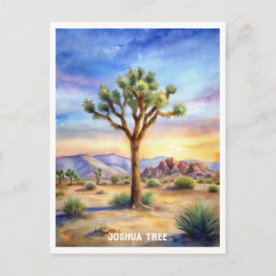Cartão Postal Pintura em Aquarela do Parque Nacional Joshua Tree