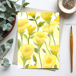 Cartão Postal Pintura em Aquarela Floral Amarela