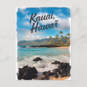 Cartão Postal Pintura em Aquarela Kauai Hawaii