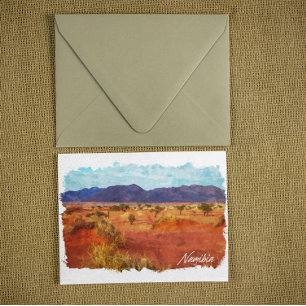 Cartão Postal Pintura em Aquarela Panorama da Paisagem da Namíbi
