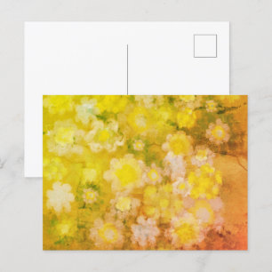 Cartão Postal Pintura em Aquarela Salgada Abstrata Floral Retro