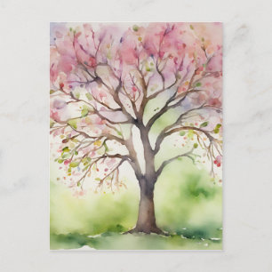Cartão Postal Pintura em árvore de aquarela