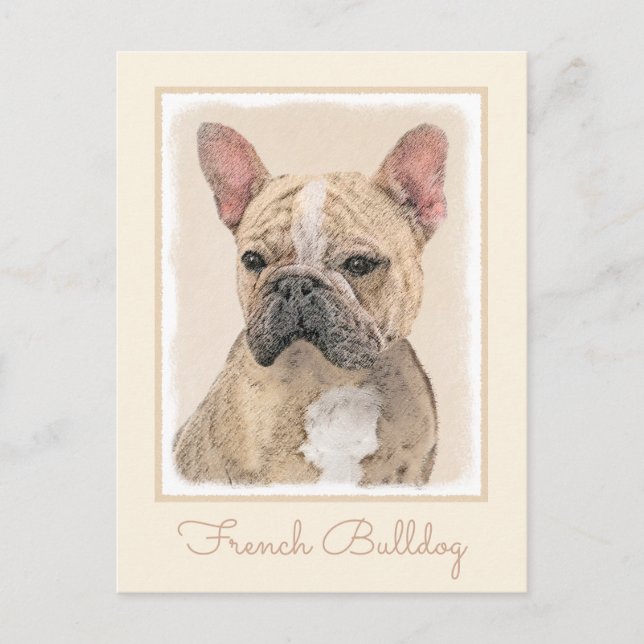 Cartão Postal Pintura em Bulldog Francês (Sable) - Pintura Origi (Frente)