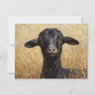 Cartão Postal Pintura em campo de trigo de cabra preta