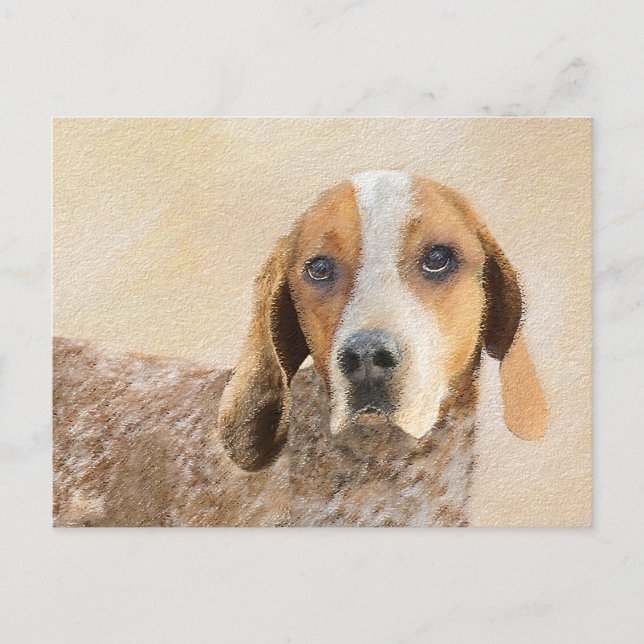 Cartão Postal Pintura em Coonhound Inglês Americano - Arte Canin (Frente)