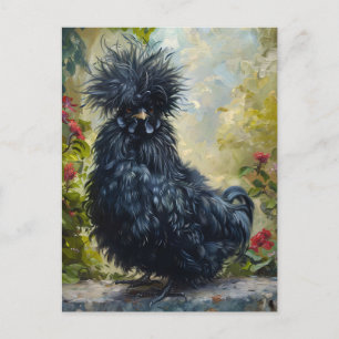 Cartão Postal Pintura em Frango Preto Silkie
