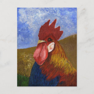 Cartão Postal Pintura em galinha/galinha