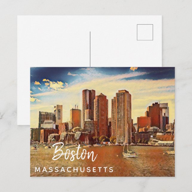 Cartão Postal Pintura em Massachusetts, em Skyline, na cidade de (Frente/Verso)