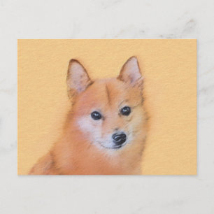 Cartão Postal Pintura em Spitz Finlandês - Arte Cachorosa Origi