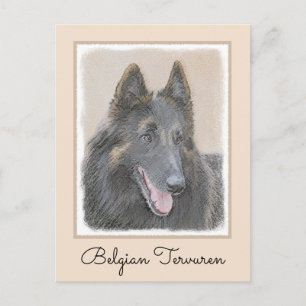 Cartão Postal Pintura em Tervuren Belga - Arte Cachorra Original