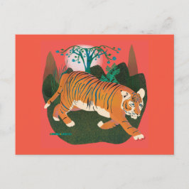 Cartão Postal Pintura em Tigre com proa da selva