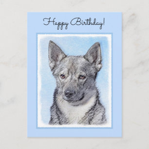 Cartão Postal Pintura em Vallhund, na Suécia - Arte Cachorro Or