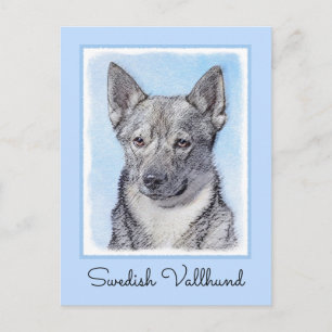 Cartão Postal Pintura em Vallhund, na Suécia - Arte Cachorro Ori