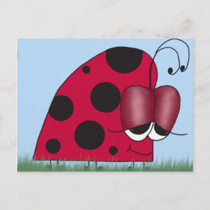 Cartão Postal Pintura Engraçada e Euphoric Ladybug
