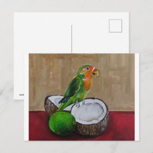 Cartão Postal Pintura Festa Tropical do Lovebird por Alfred Fox