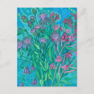 Cartão Postal Pintura Floral Buquê de Flores de Verão Flores Sil
