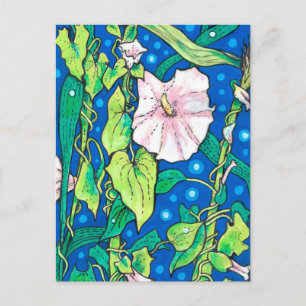 Cartão Postal Pintura Floral de Verão de Junco Beendweed 