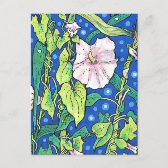 Cartão Postal Pintura Floral de Verão de Junco Beendweed  (Frente)