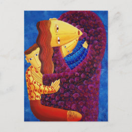 Cartão Postal Pintura Mãe e Filhos