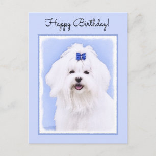 Cartão Postal Pintura Maltesa - Arte Cachorra Original