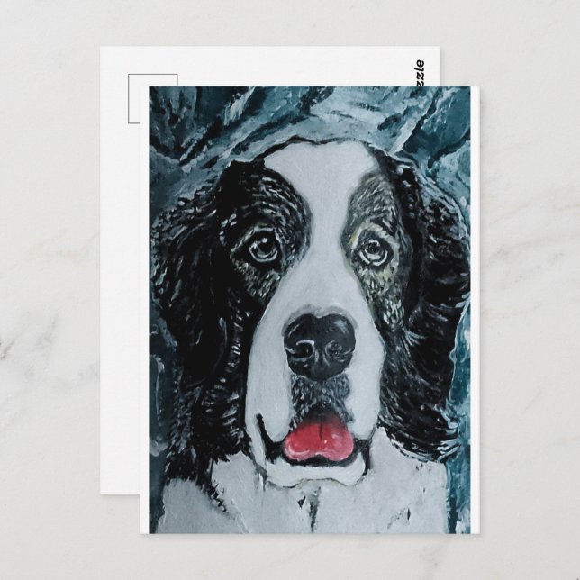 Cartão Postal Pintura Mastiff Pirenéus por Alfred Fox (Frente/Verso)