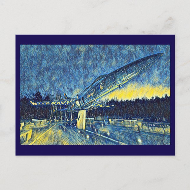 Cartão Postal Pintura Memorial da Marinha dos EUA Blue Angels de (Frente)