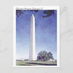 Cartão Postal Pintura moderna aquarela Monumento Washington