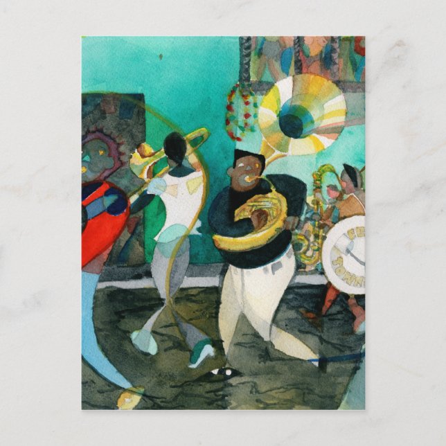 Cartão Postal Pintura musical "New Orleans Jazz" (Frente)