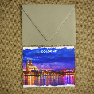 Cartão Postal Pintura Noturna de Colônia Alemanha