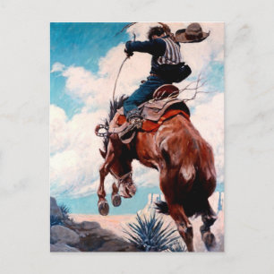 Cartão Postal Pintura Ocidental de NC Wyeth “Bucking”