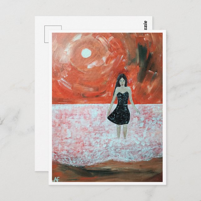 Cartão Postal Pintura Oriental por Sunset de Alfred Fox (Frente/Verso)