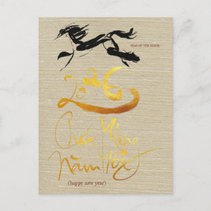 Cartão Postal Pintura Original Ano do Cavalo Vietnamita 2026 Pos