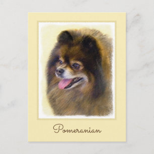 Cartão Postal Pintura original de cão a preto e a bronzeado da