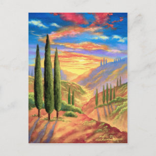 Cartão Postal Pintura Paisagem Toscana - Múltipla