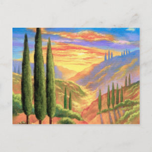Cartão Postal Pintura Paisagem Toscana - Múltipla
