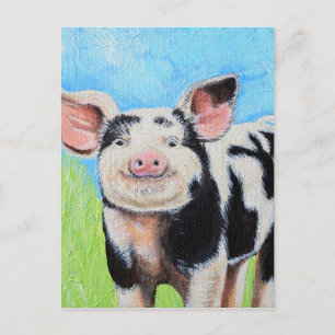 Cartão Postal Pintura para porcos feliz