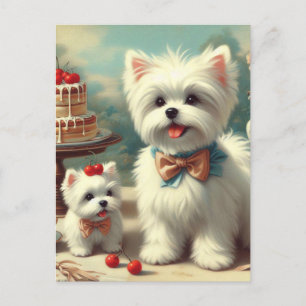 Cartão Postal Pintura para puppy em maltês