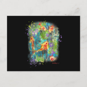Cartão Postal Pintura Pintura de Peixe Koi Zen Japonês Envelheci