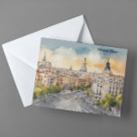 Cartão Postal Pintura por Aquarela da cidade de Espanha Madrid<br><div class="desc">Na moda e belo cartão postal da Espanha Madrid,  com um trabalho de arte de aquarela da capital espanhola com o seu horizonte. Excelente de lembrança e ideia de presente para cada turista.</div>